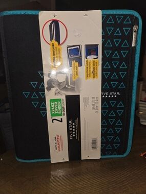 Five Star Black & Teal Zip-Around Binder with Triangle Print